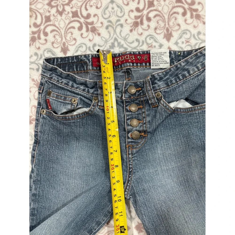 Vintage Mudd Flare Jeans Medium Wash Button Fly Side Slit Y2K Denim Size 10 Reg